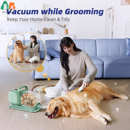 Dog Grooming Kit,Pet Grooming Vacuum&Dog Clippers,7 in 1 Pet Grooming Vacuum,Professional Grooming Shedding Tools for Dogs Cats