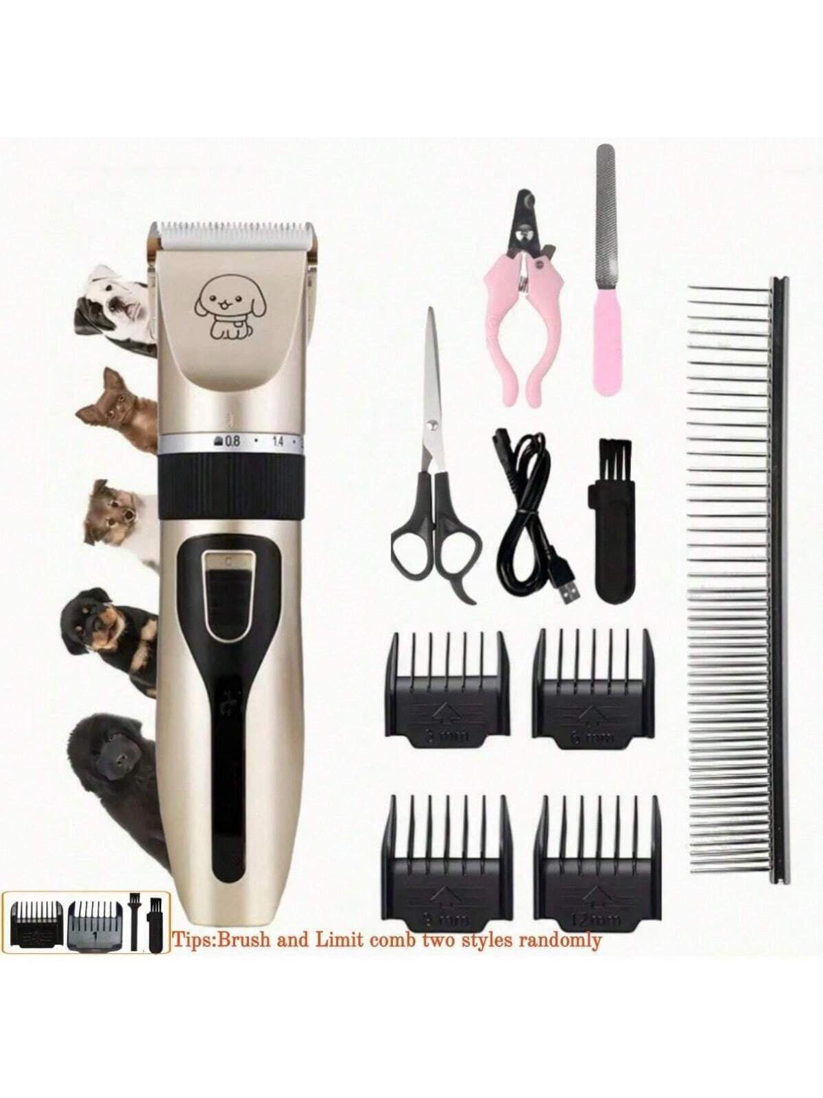 Professional Dog Grooming Kit, Quiet Hair Clippers Set for Dogs, USB Rechargeable Cats Pets Cordless Dog Grooming Tools