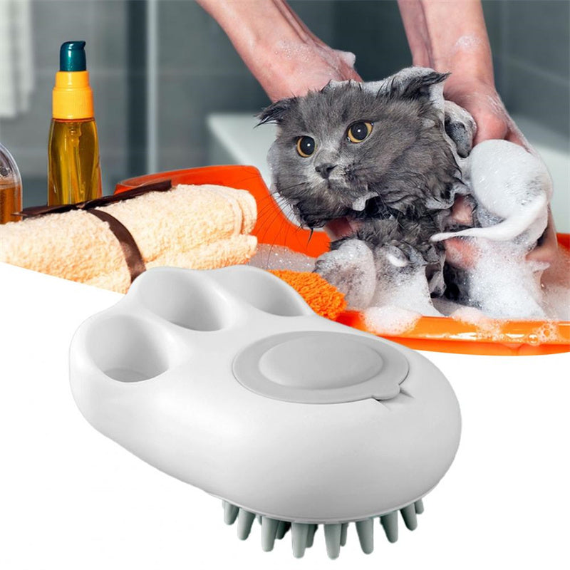 Durable Cat Paw Bath Brush Fine Foaming Labor-Saving Cartoon Shape Pet Dog Cat Pet Hair Grooming Brush Reusable Dog Hair Comb Pet Products