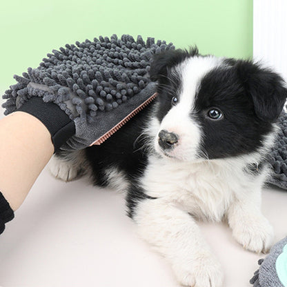 Pet Bathing Brush 2-In-1 Grooming Glove Elegant Dog Grooming Tool for Brushing, Massaging, and Drying Pet Grooming Kit for Dog Cat 2-Sided Bathing Brush Cleaning Massage Glove