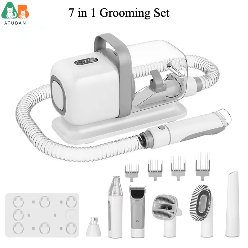 Dog Grooming Kit,Pet Grooming Vacuum&Dog Clippers,7 in 1 Pet Grooming Vacuum,Professional Grooming Shedding Tools for Dogs Cats