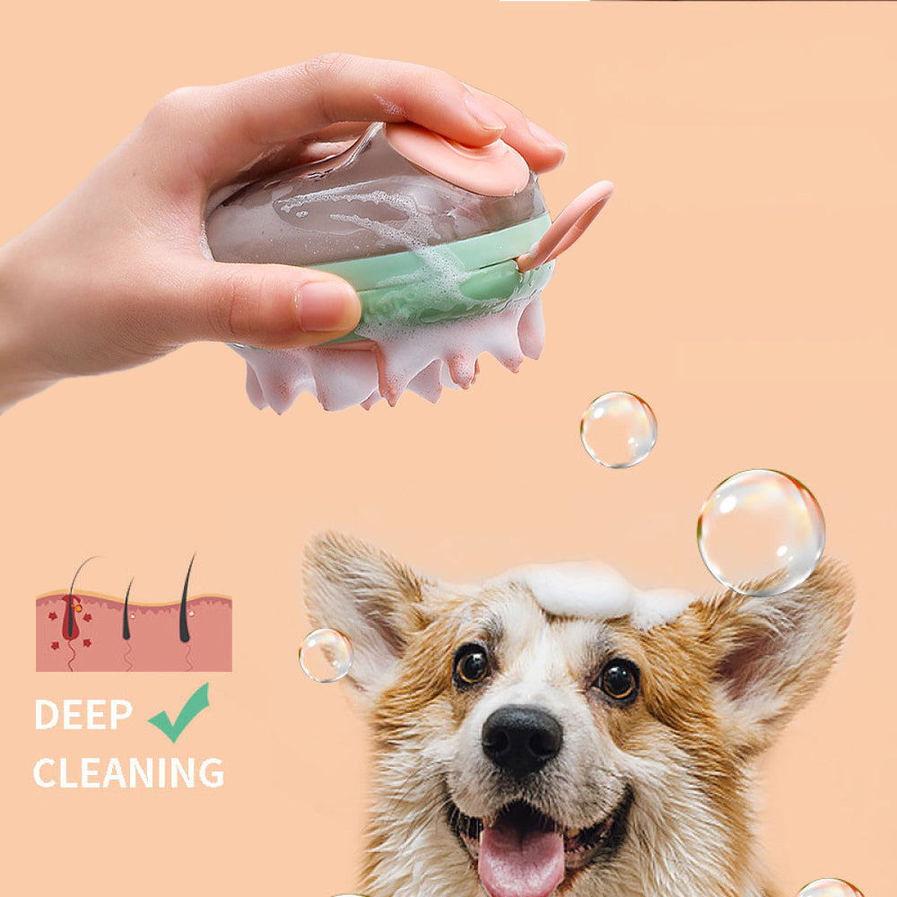 New 2 in 1 Pet Cat Dog Cleaning Bathing Massage Shampoo Soap Dispensing Grooming Brush Pets Supplies