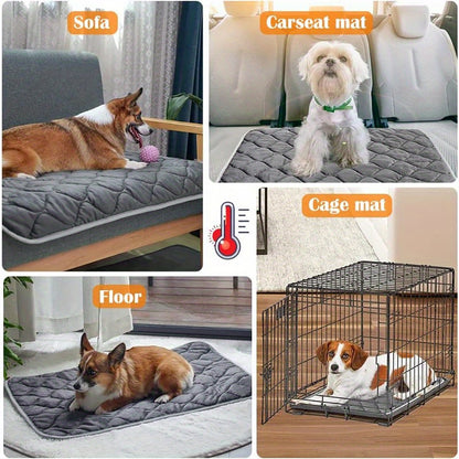 Dog Cat Bed, Cat Dog Non-Slip Mat, Extra Warm Thermal Pet Pad Self-Heating Cat Mat Warm Thermal Pet Pad Washable Dog Crate Pad Heat Dog Cat Bed Mat Blanket Non-Slip Bottom for Outdoor and Indoor Pets