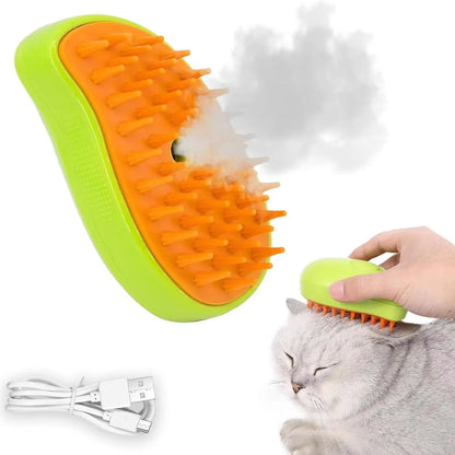 Cat Shed Steam Brush, Grooming Brush with Steam, Rechargeable Steam Pet Brush for Dogs and Cats, Steaming Cat Brush 3 in 1,