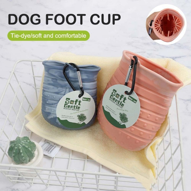 2 in 1 Dog Paw Cleaner Cup Soft Pet Dog Foot Cleaning Washer Brush Cup Portable Pet Foot Washer Paw Clean Brush Foot Cleaning Bucket Pet Products