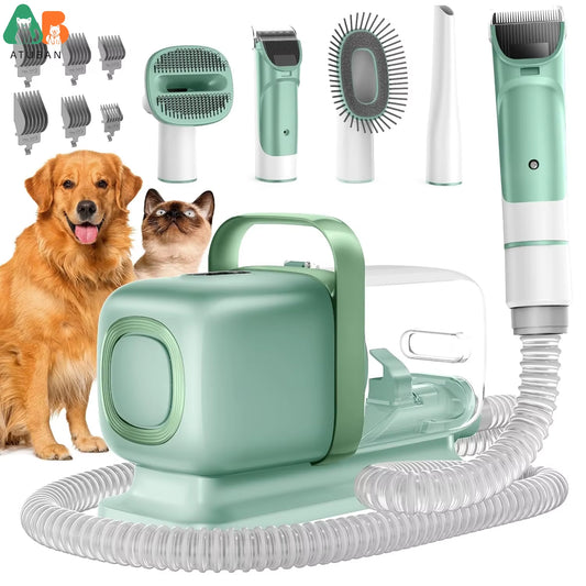 Dog Grooming Kit,Pet Grooming Vacuum&Dog Clippers,7 in 1 Pet Grooming Vacuum,Professional Grooming Shedding Tools for Dogs Cats