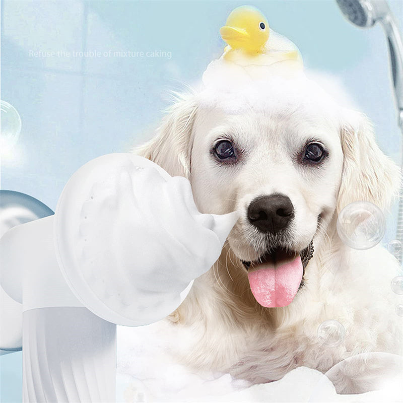 Automatic Foaming Dog Cat Bath Brush Dog Shampoo Brush with Soap Dispenser Electric Pet Grooming Massage Brush Pet Bath Brush Scrubber Comb for Dog Cat Pet Products