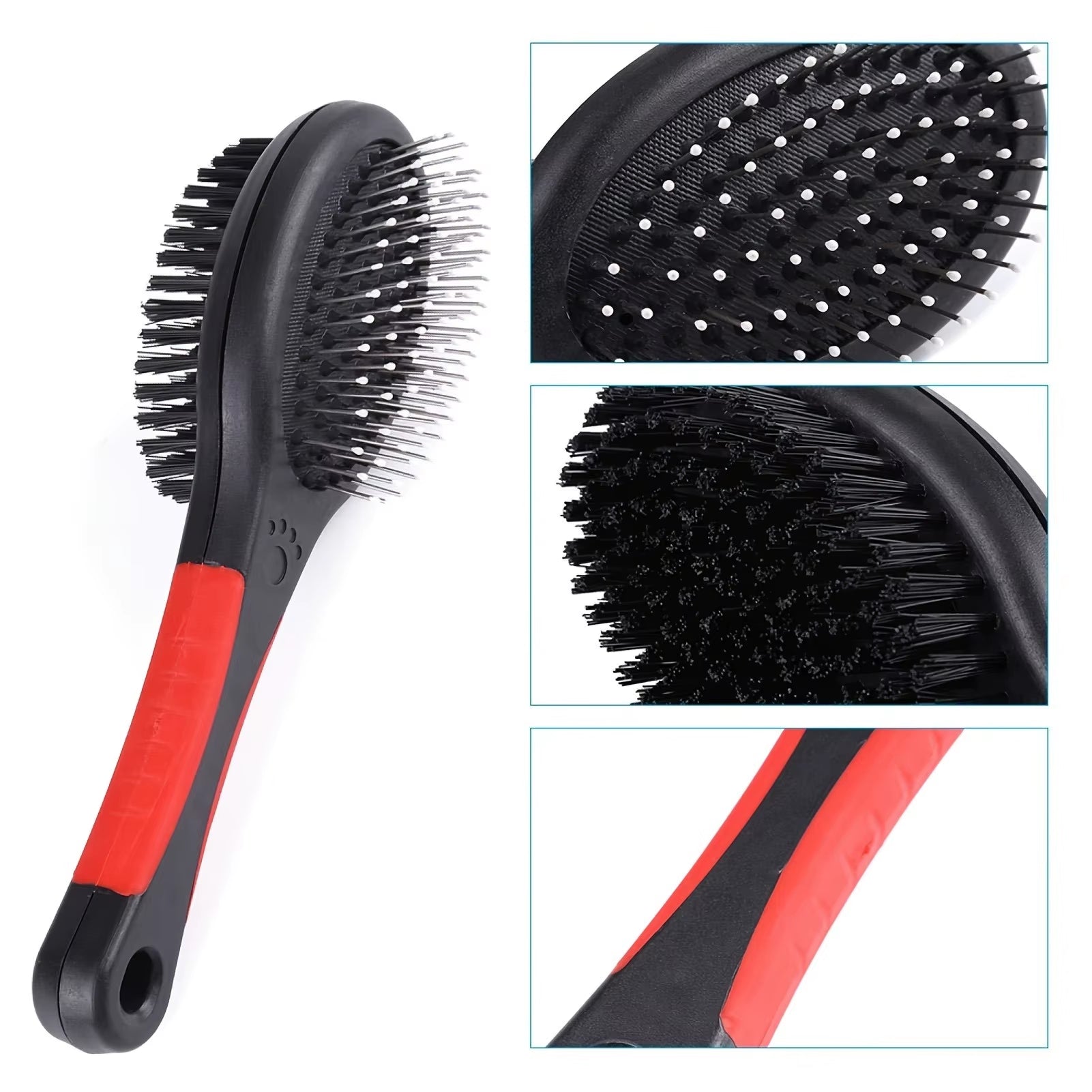 Dog Brush Cat Pet Grooming Comb 2 in 1 Double Sided Pin Cleans for Pets Shedding and Dirt Grooming Tool