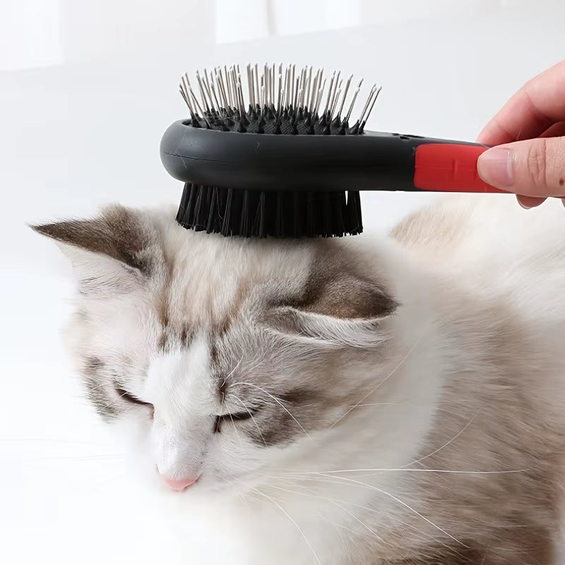 Dog Brush Cat Pet Grooming Comb 2 in 1 Double Sided Pin Cleans for Pets Shedding and Dirt Grooming Tool