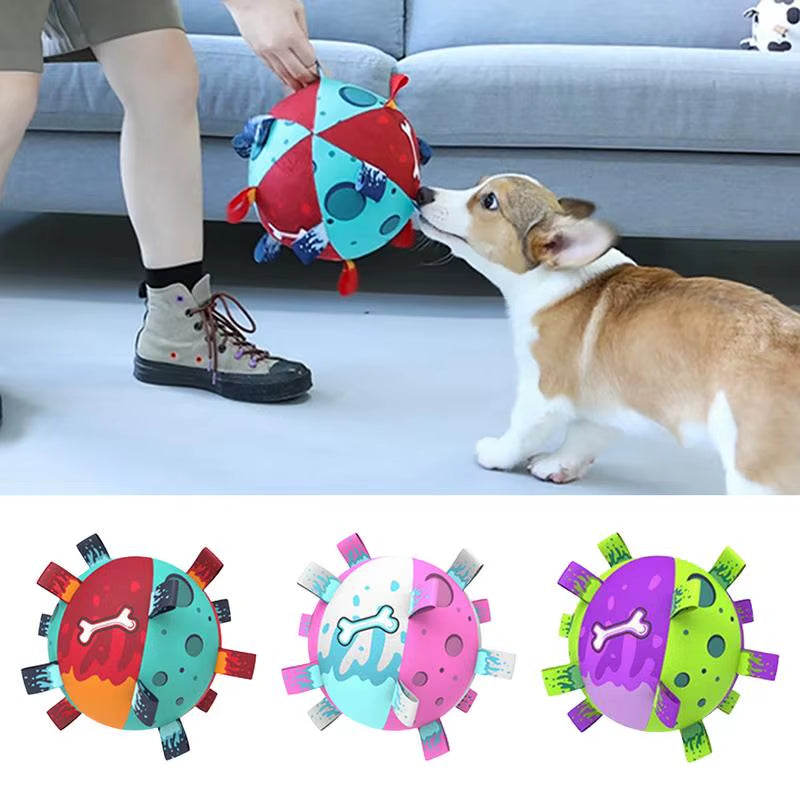 Dog Toy Football Tug of War Canvas Football Interactive Dog Balls Squeaky Pet Dog Enrichment Toys for Fetch Tug Retrieving &