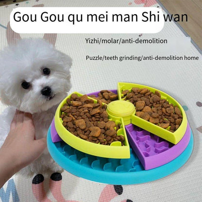 Slow Food Bowl anti Choking Cat Bowl Dog Basin Puzzle Feeder Healthy Pet Rotating Game Board Pet Products