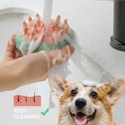 New 2 in 1 Pet Cat Dog Cleaning Bathing Massage Shampoo Soap Dispensing Grooming Brush Pets Supplies