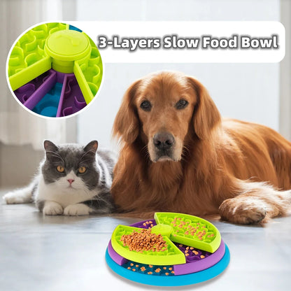 Slow Food Bowl anti Choking Cat Bowl Dog Basin Puzzle Feeder Healthy Pet Rotating Game Board Pet Products