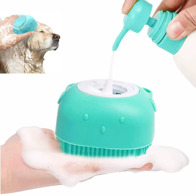 Soft Silicone Dog Brush Pet Shampoo Massager Bath Brush Bathroom Puppycat Washing Massage Dispenser Grooming Shower Brush Combs