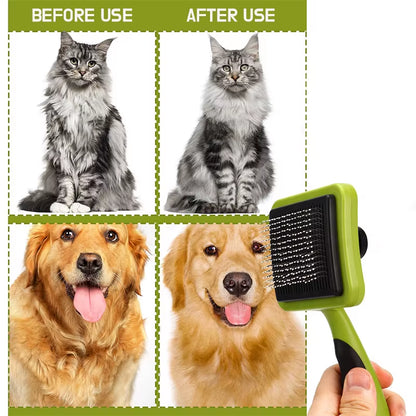 Self-Cleaning Slicker Brush for Dogs, Dog Brush for Shedding Massage Grooming, Cat Brush Gently Removes Loose Fur Undercoat